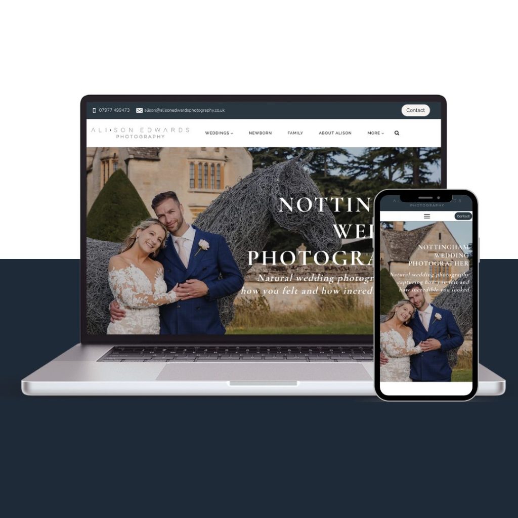 photography web design laptop and mobile mockup by Spotlight Lane in Nottingham