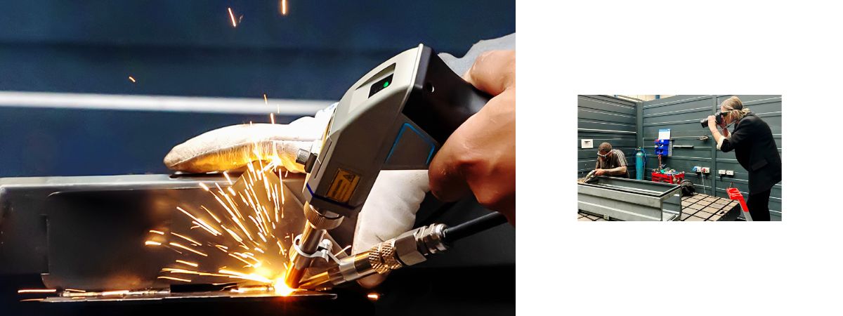 Photographer at Spotlight Lane photographing laser welding for website images