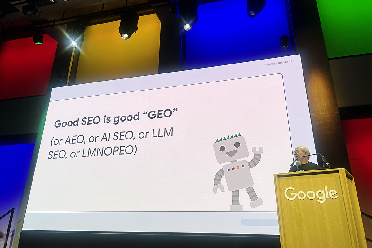  A slide representing good seo is GEO at Google Search Central Live in Zurich 2025 taken by Spotlight Lane SEO Consultant in Nottingham