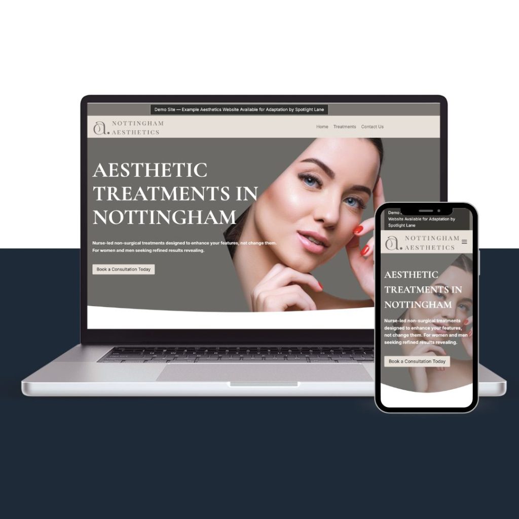 aesthetics web design by Spotlight Lane in Nottingham