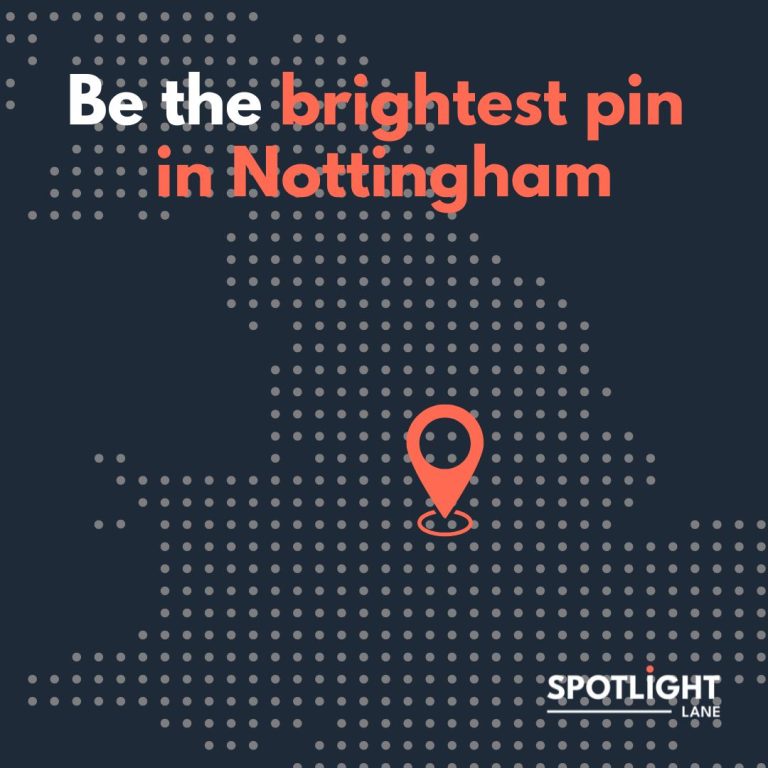graphic map of Nottingham representing local seo offered by Spotlight Lane